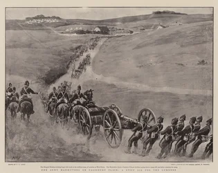 Die Armeemanöver auf der Salisbury Plain, eine harte Aufgabe für die Artilleristen